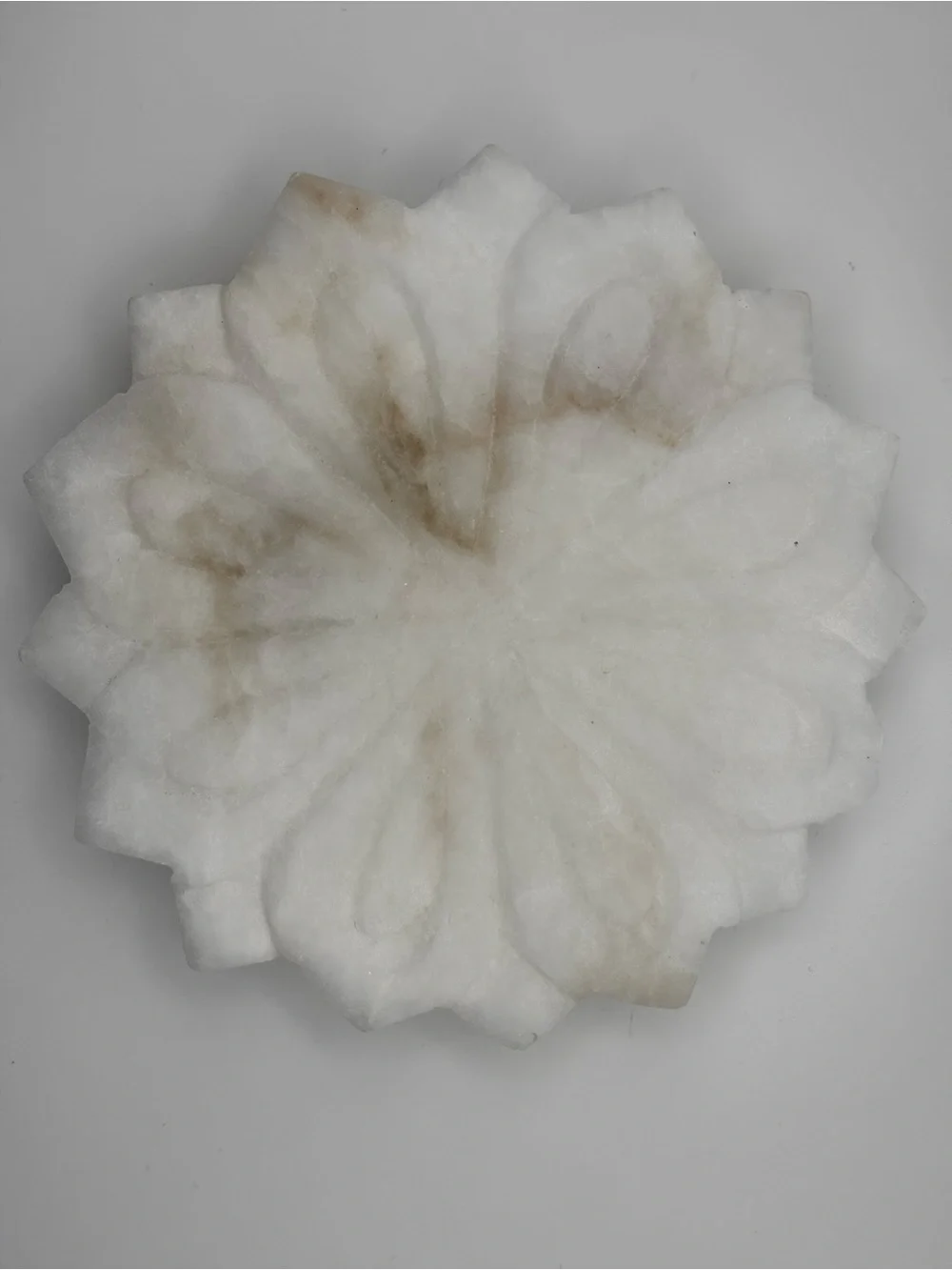 Lotus Flower White Carved Marble Soap Dish Unbranded